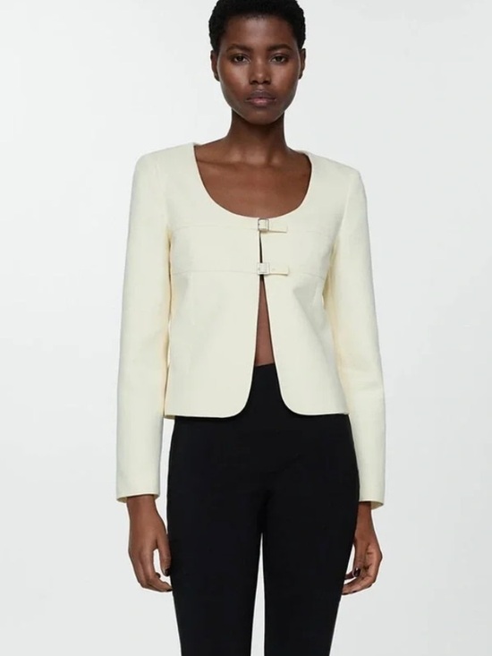 Mango Jackets & Blazers - Mango Selection Double Buckle Jacket Linen Blend